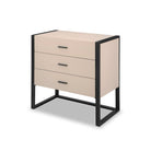 Almati Chest of Drawers Matt Black Metal Frame & Mink Faux Leather Drawers 3 Drawer by Liang & Eimil