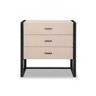 Almati Chest of Drawers Matt Black Metal Frame & Mink Faux Leather Drawers 3 Drawer by Liang & Eimil