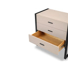 Almati Chest of Drawers Matt Black Metal Frame & Mink Faux Leather Drawers 3 Drawer by Liang & Eimil