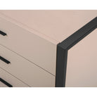 Almati Chest of Drawers Matt Black Metal Frame & Mink Faux Leather Drawers 3 Drawer by Liang & Eimil