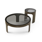 Arch Round Coffee Table Antique Bronze Black Steel Frame & Smoked Glass Top by Liang & Eimil
