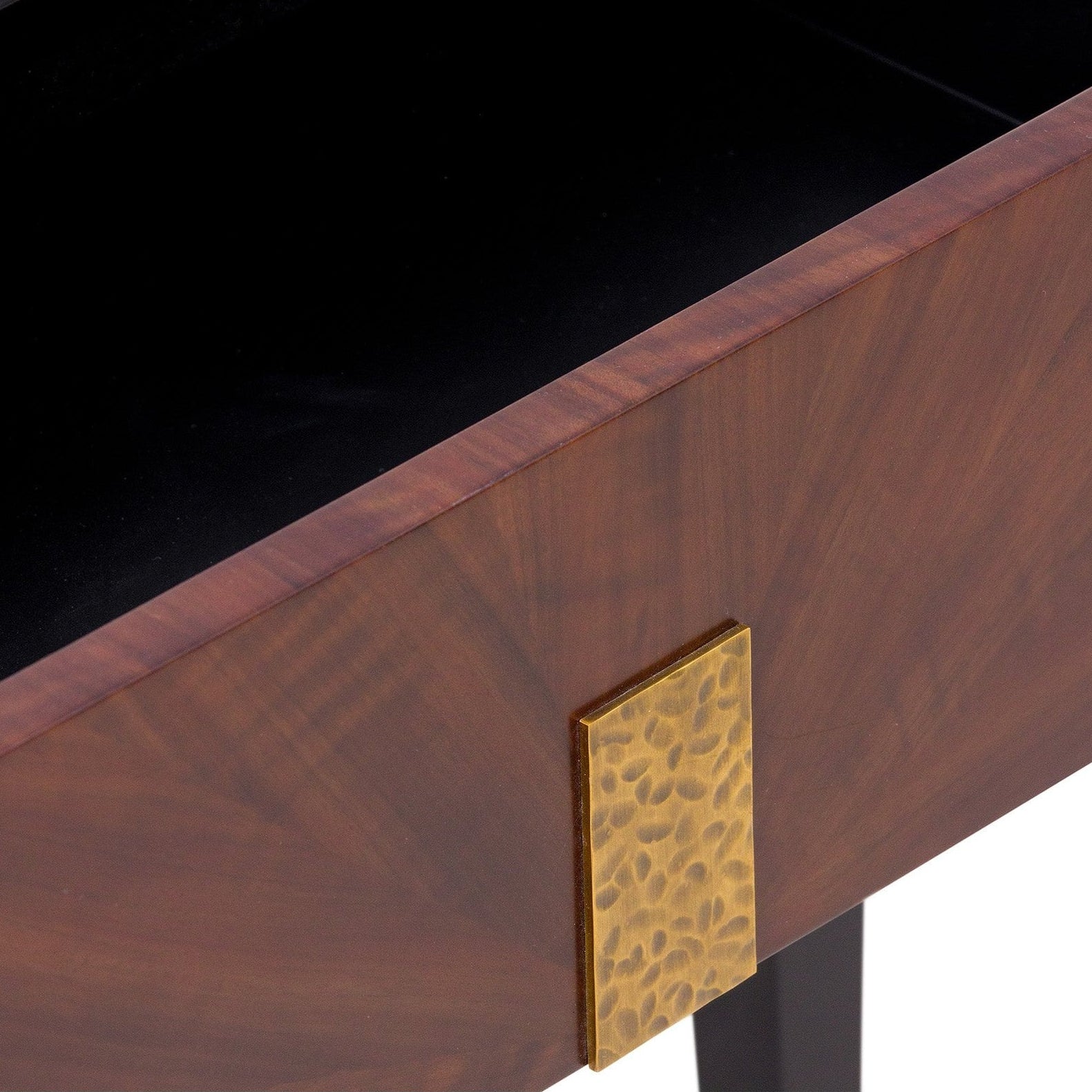 Beverly Brown Acacia Wood & Hammered Brass Bedside Table by Liang & Eimil