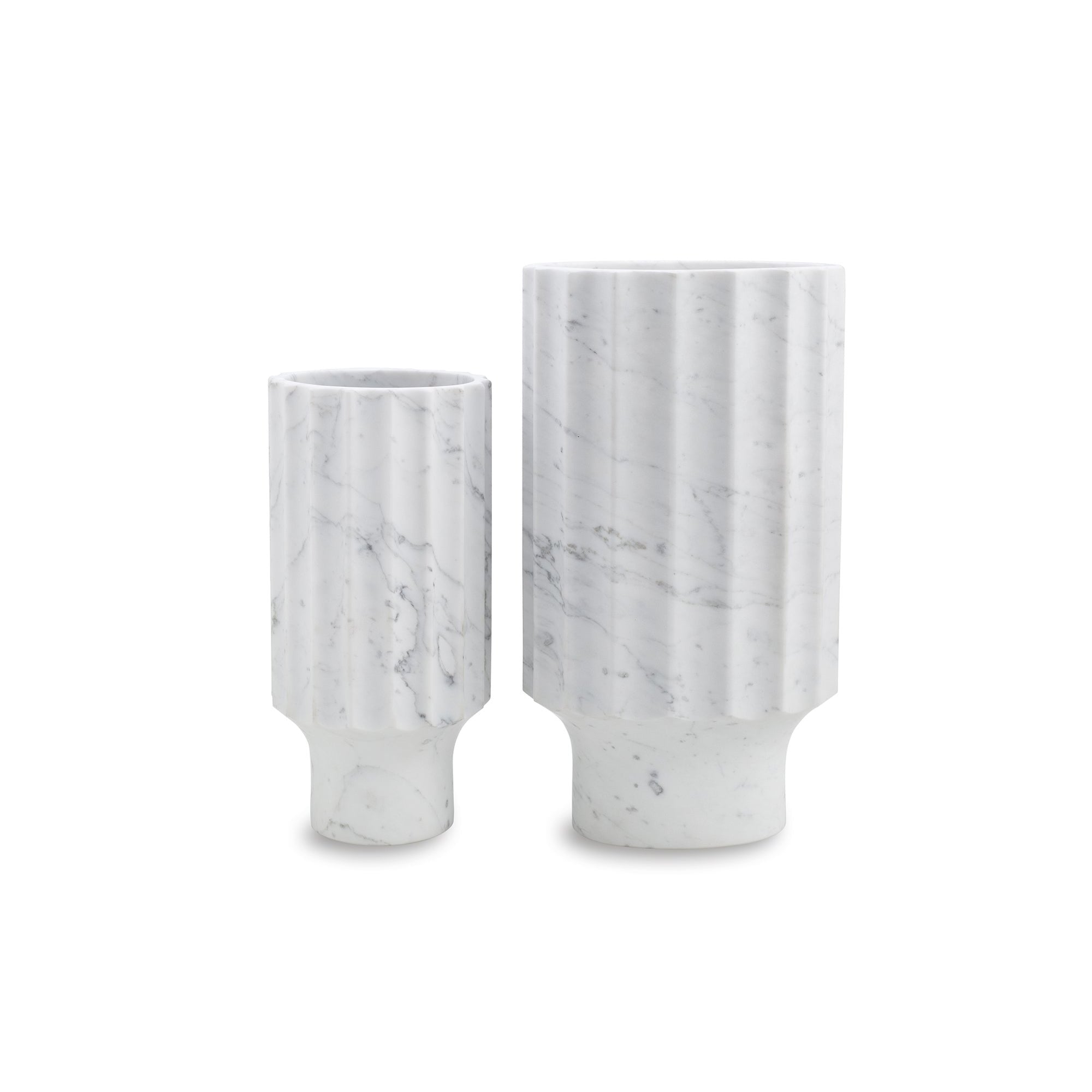 Marmo Fluted Vase I - Natural White by Liang & Eimil