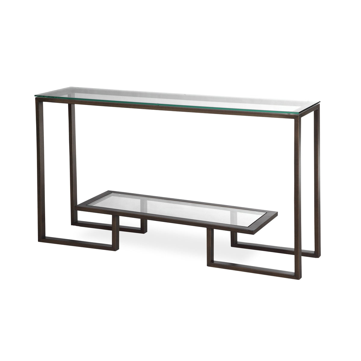 Mayfair Hairline Antique Bronze & Glass Console Table – Decorum Interiors