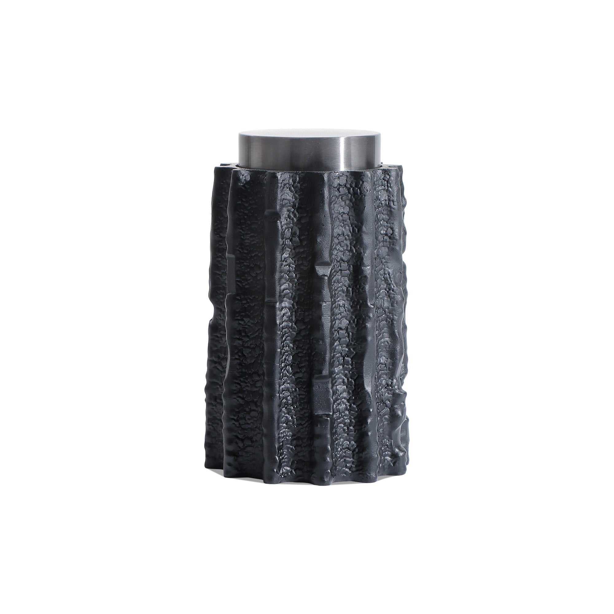 Meteorite Large Jar Black Resin and Stainless Steel by Liang & Eimil