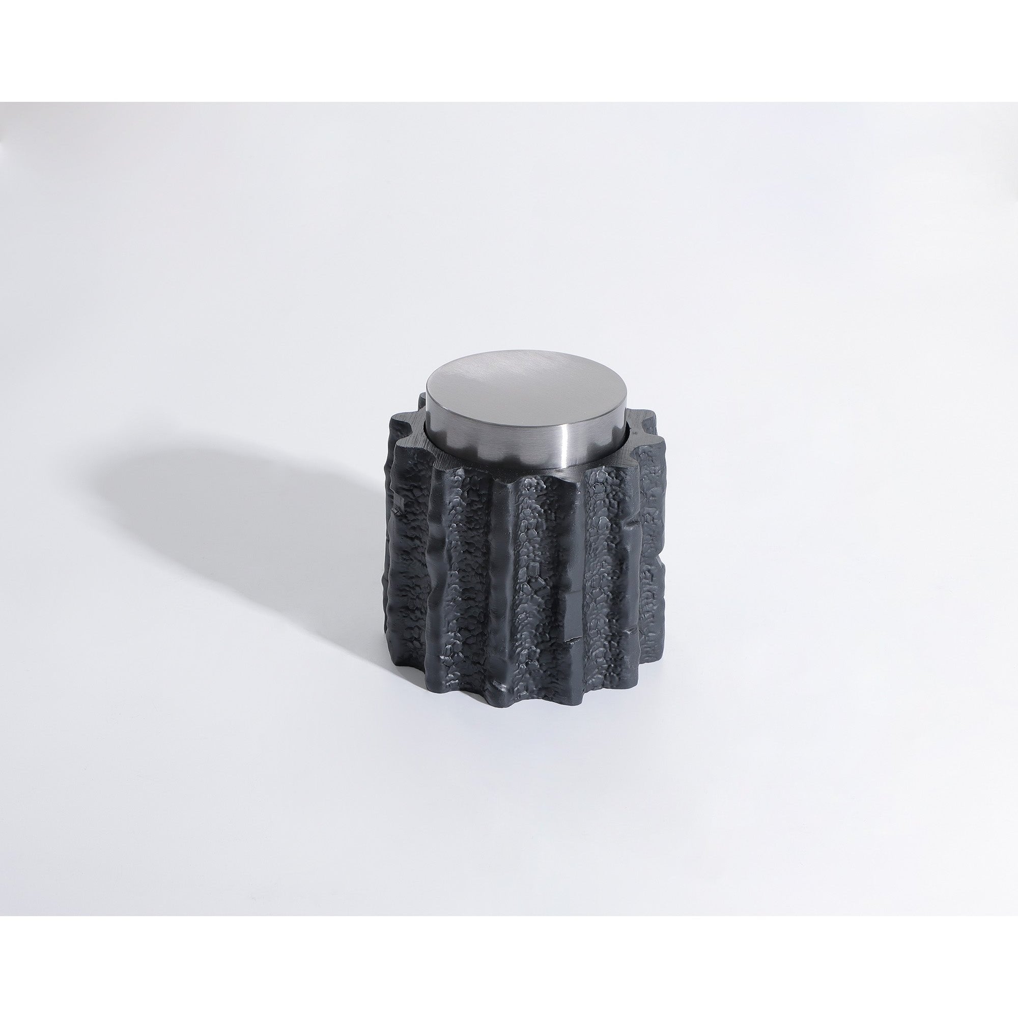 Meteorite Small Black Resin and Stainless Steel Jar by Liang & Eimil