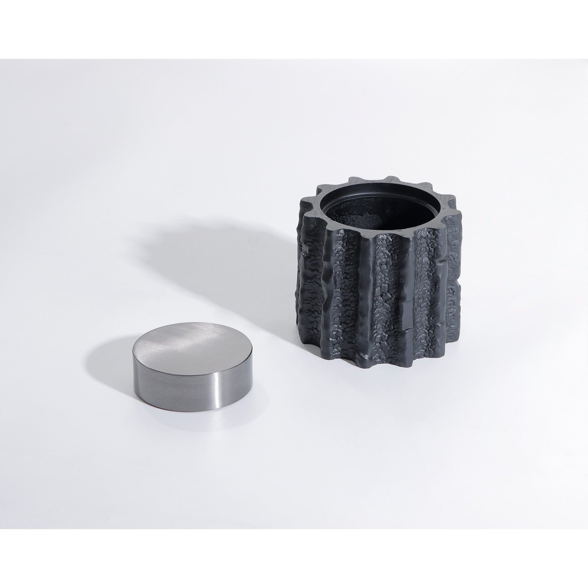 Meteorite Small Black Resin and Stainless Steel Jar by Liang & Eimil