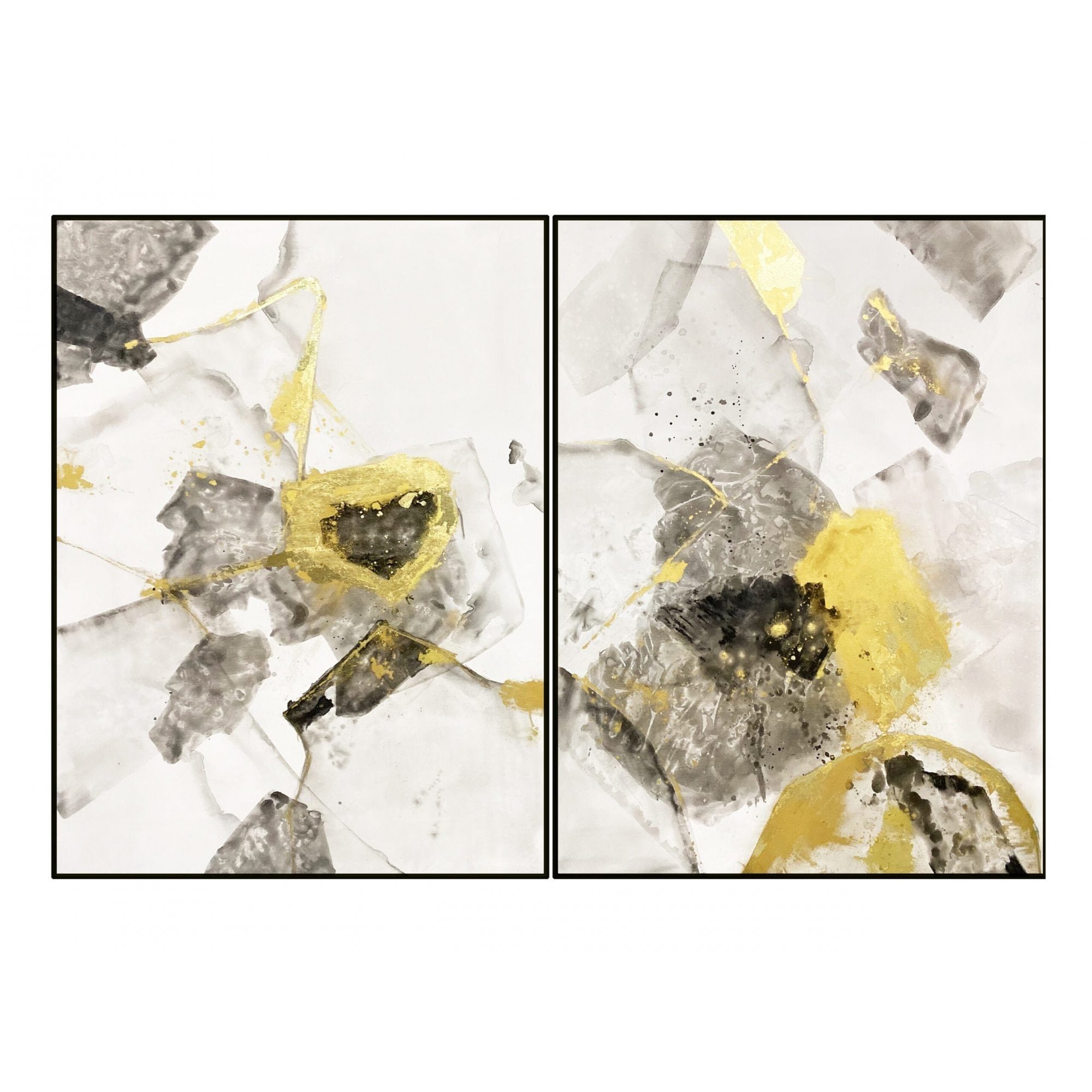 Modernist Gold & Black Painting (set of 2) by Liang & Eimil