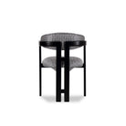 Neo Matt Black Solid Oak & Geometric Pattern Fabric Chair by Liang & Eimil