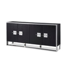 Ophir Sideboard Black Ash Wood & Polished Stainless Steel Legs & Handles Four Doors by Liang & Eimil