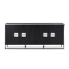 Ophir Sideboard Black Ash Wood & Polished Stainless Steel Legs & Handles Four Doors by Liang & Eimil