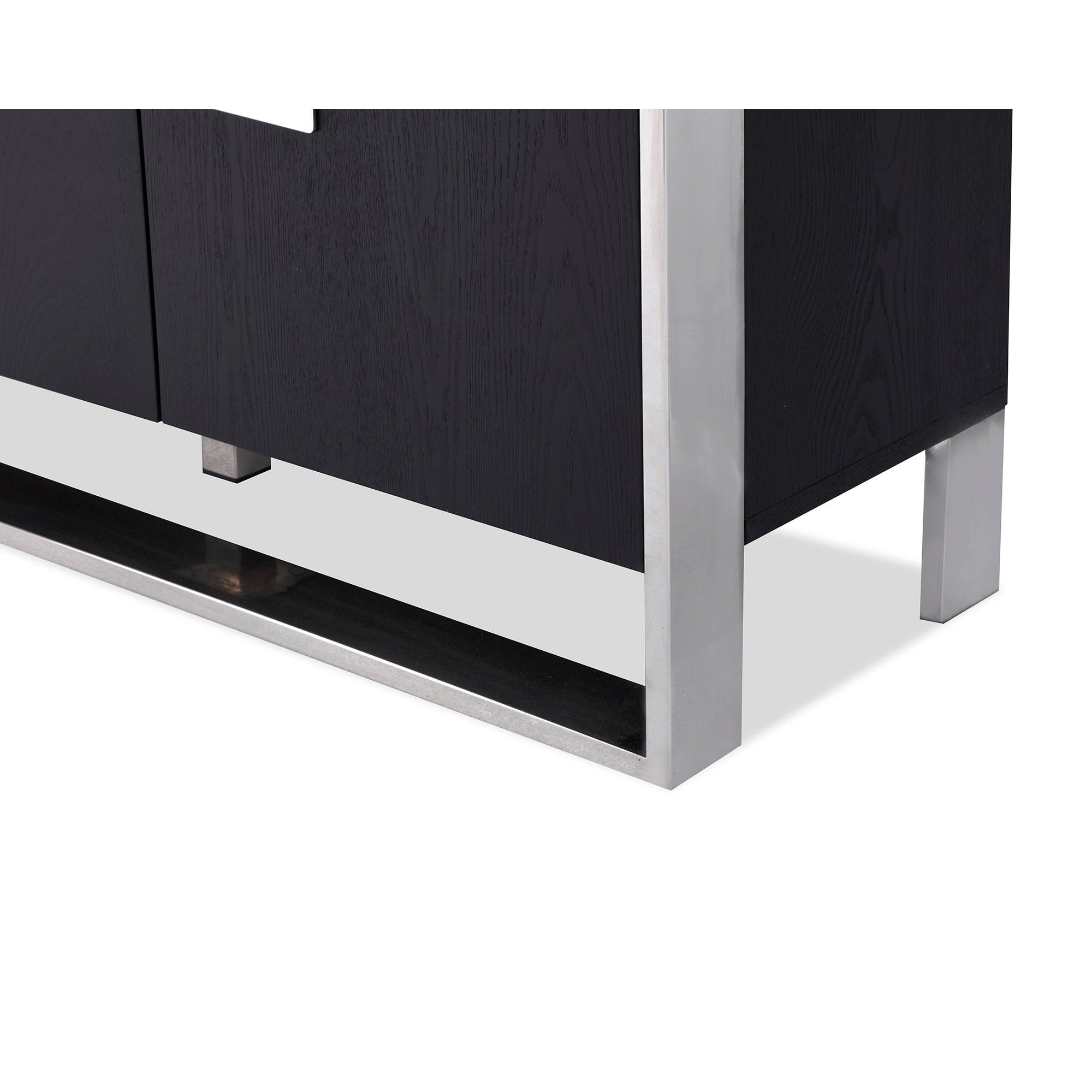 Ophir Sideboard Black Ash Wood & Polished Stainless Steel Legs & Handles Four Doors by Liang & Eimil
