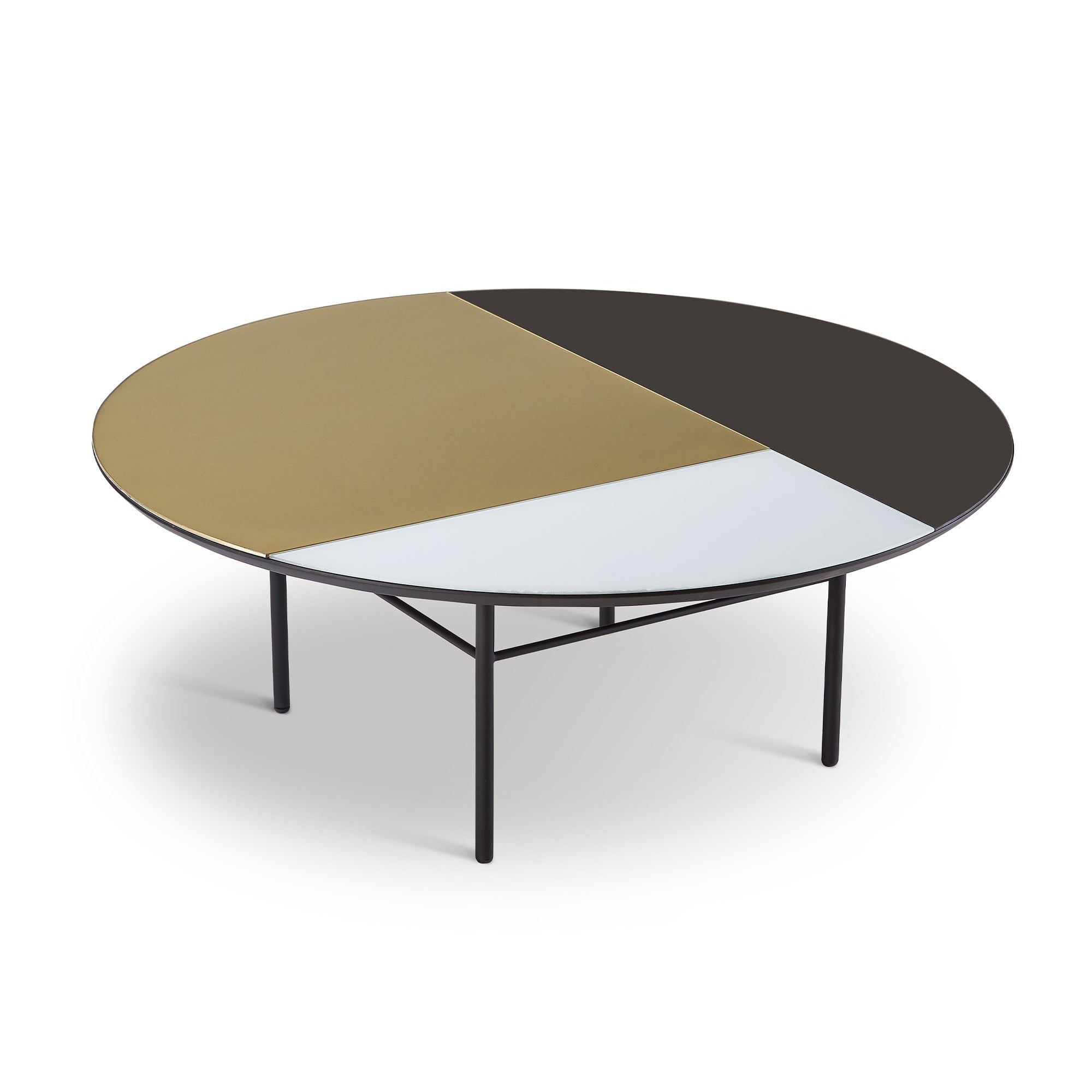 Orphenus Matt Black Steel & Painted Glass Coffee Table by Liang & Eimil