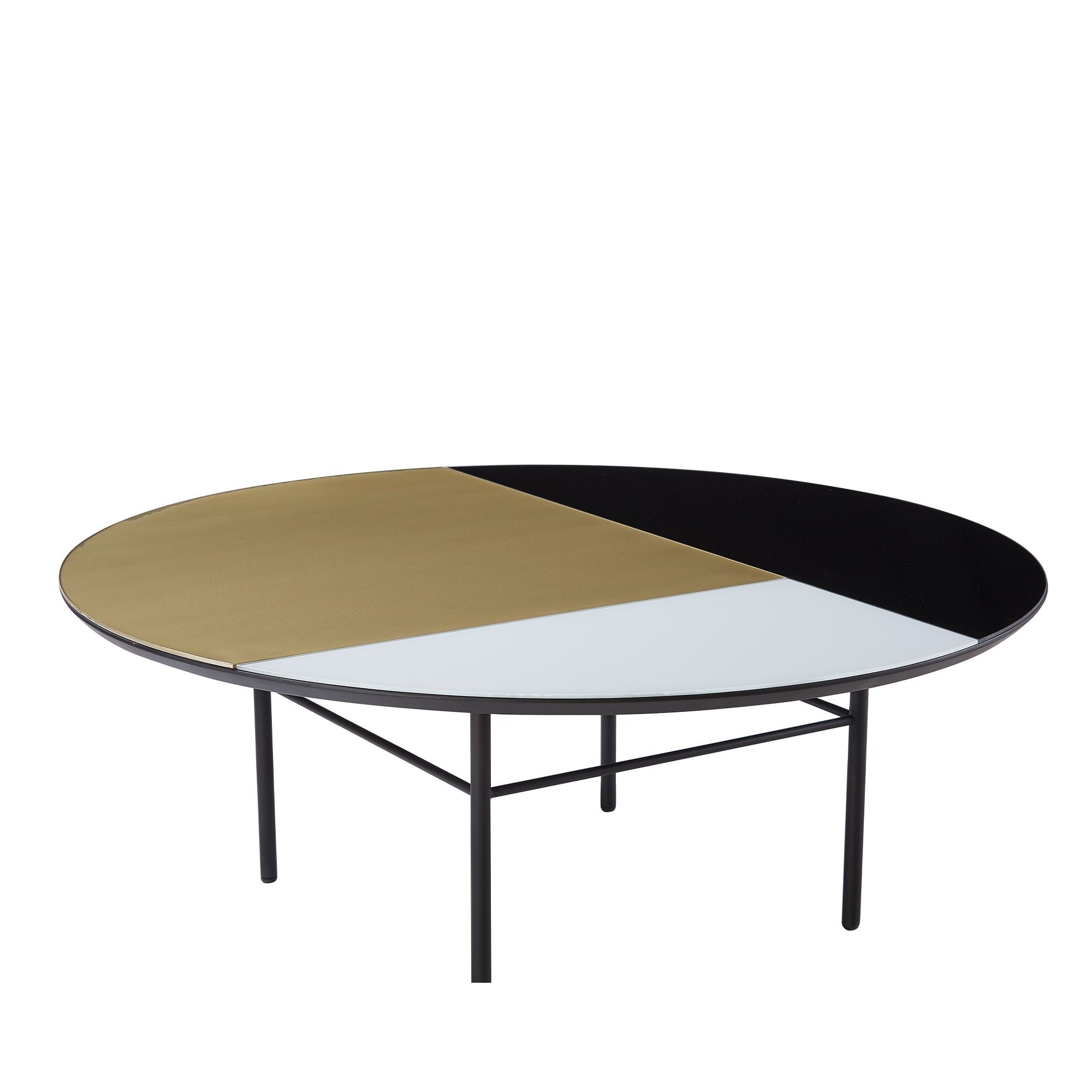 Orphenus Matt Black Steel & Painted Glass Coffee Table by Liang & Eimil
