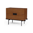 Palau Bedside Table Classic Brown Ash Wood Black Steel Legs & Handles by Liang & Eimil