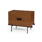 Palau Bedside Table Classic Brown Ash Wood Black Steel Legs & Handles by Liang & Eimil
