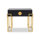 Paradigm Bedside Table Black Ash Wood & Polished Brass Handles & Legs by Liang & Eimil