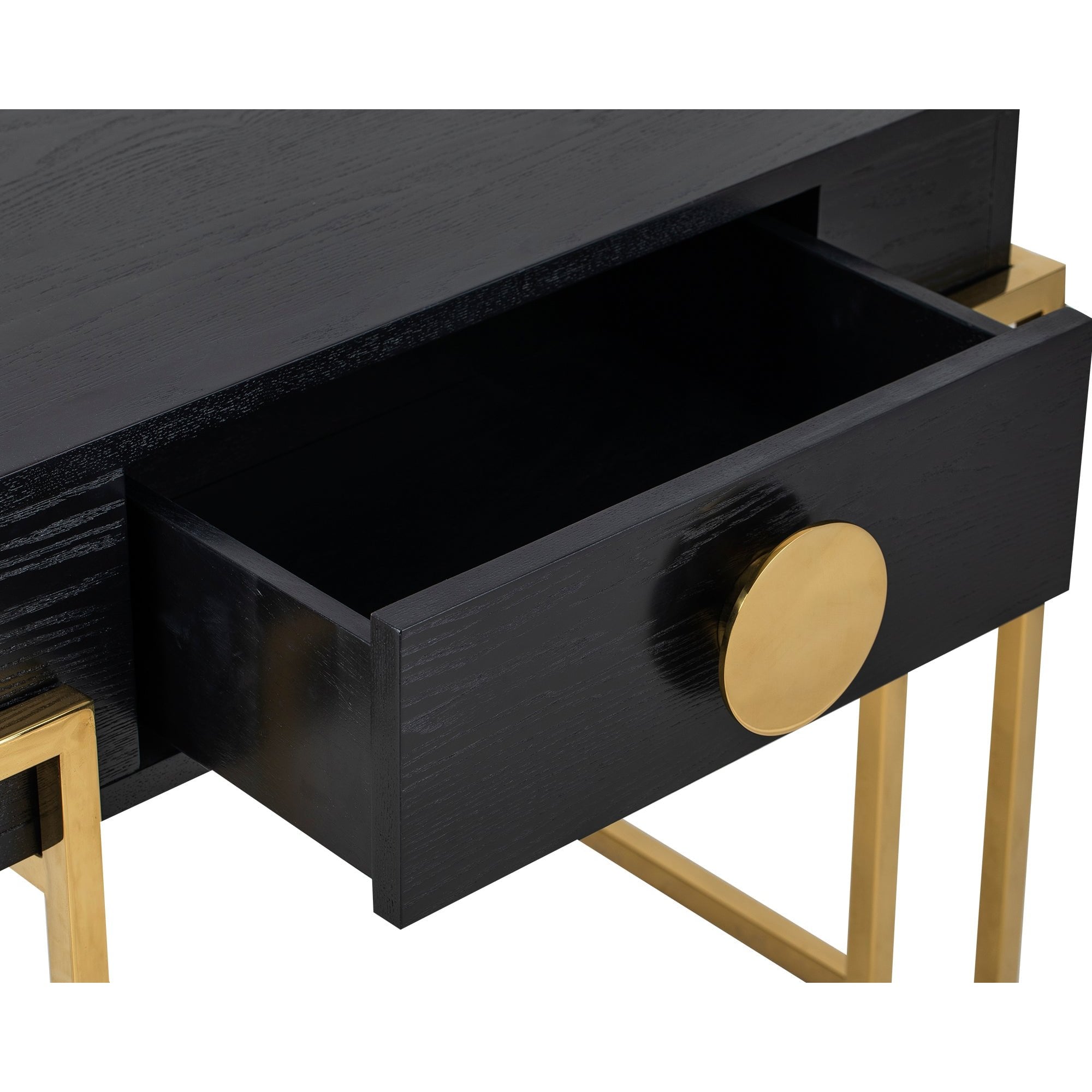 Paradigm Bedside Table Black Ash Wood & Polished Brass Handles & Legs by Liang & Eimil