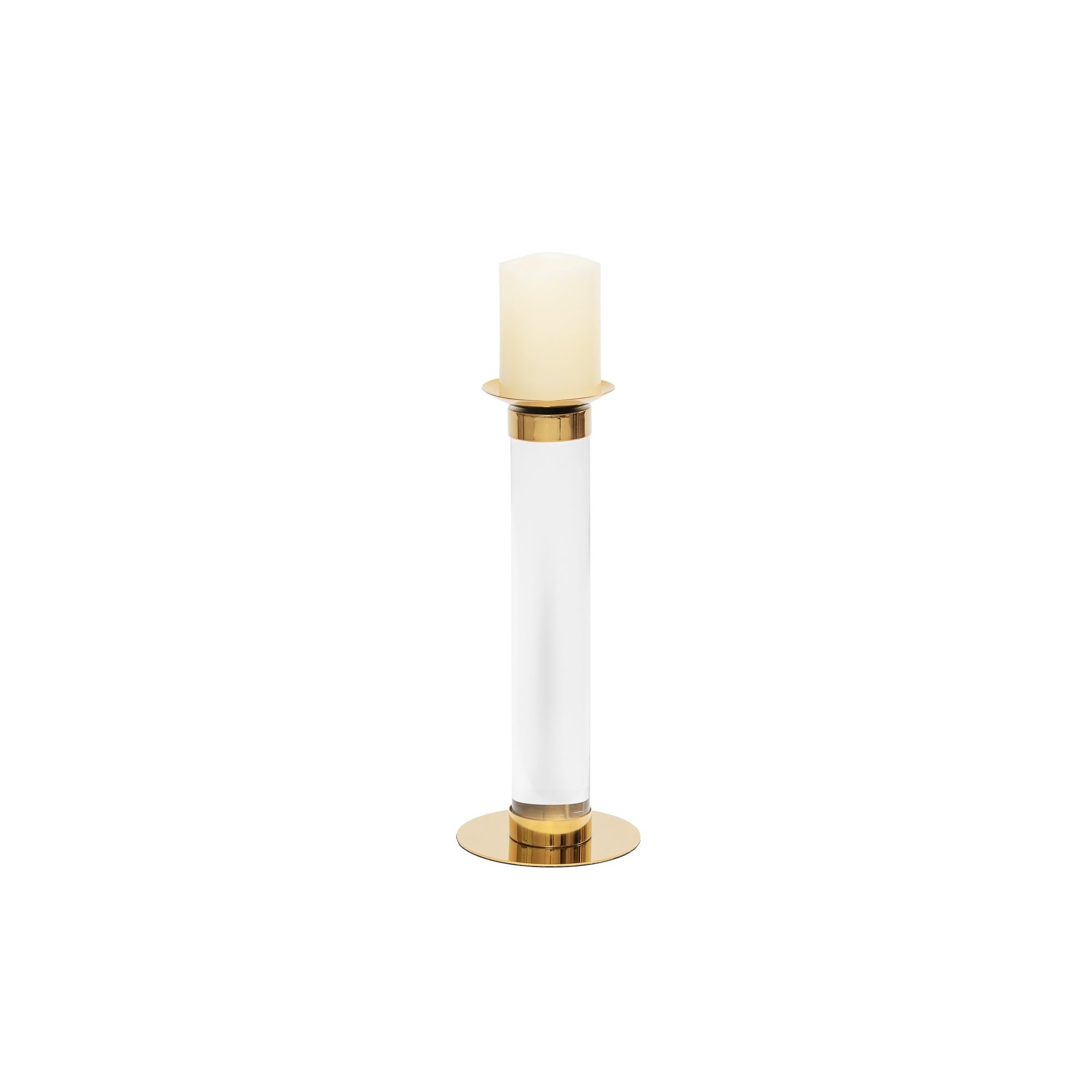 Pillar Candle Holder (Large) - Polished Brass Finish & Acrylic by Liang & Eimil