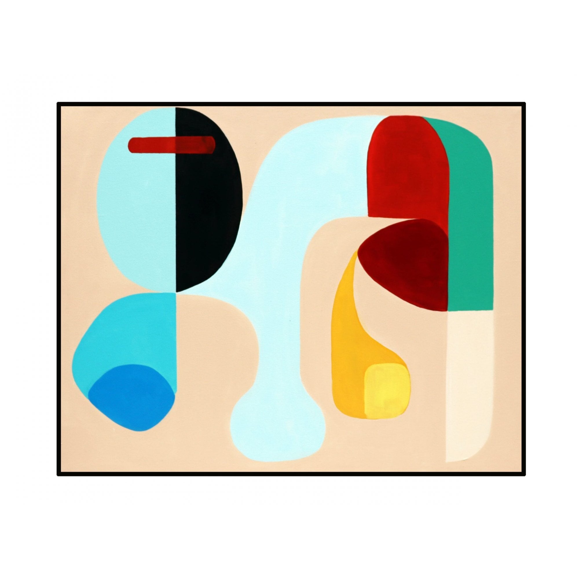 Polychrome Expression Oil Painting - Cream, Blue, Red & Blue by Liang & Eimil