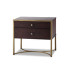 Rivoli Bedside Table Chocolate Ash Wood & Brass Frame Two Drawers by Liang & Eimil