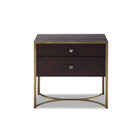 Rivoli Bedside Table Chocolate Ash Wood & Brass Frame Two Drawers by Liang & Eimil