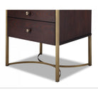 Rivoli Bedside Table Chocolate Ash Wood & Brass Frame Two Drawers by Liang & Eimil