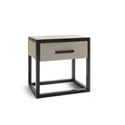 Roux Bedside Table Taupe Faux Leather & Ash Wood One Drawer by Liang & Eimil