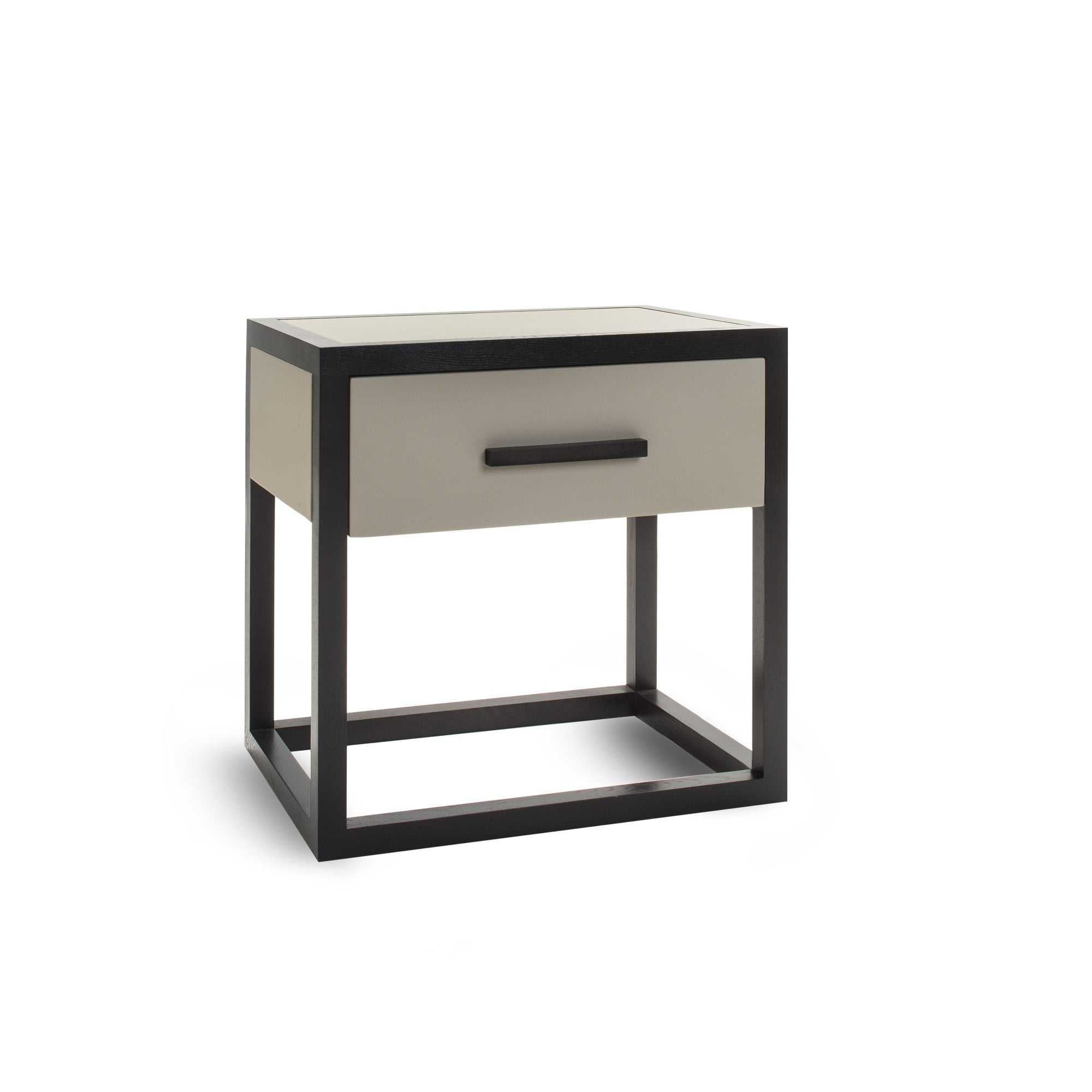 Roux Bedside Table Taupe Faux Leather & Ash Wood One Drawer by Liang & Eimil