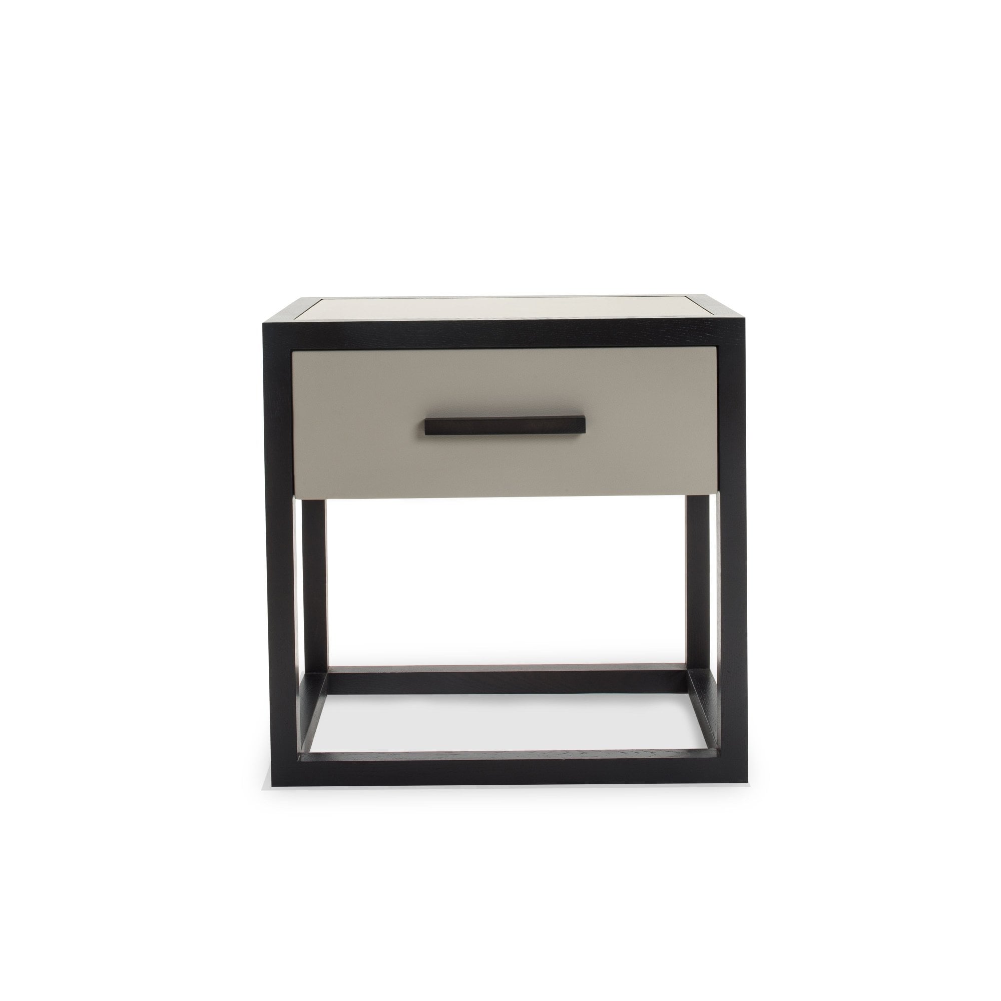 Roux Bedside Table Taupe Faux Leather & Ash Wood One Drawer by Liang & Eimil
