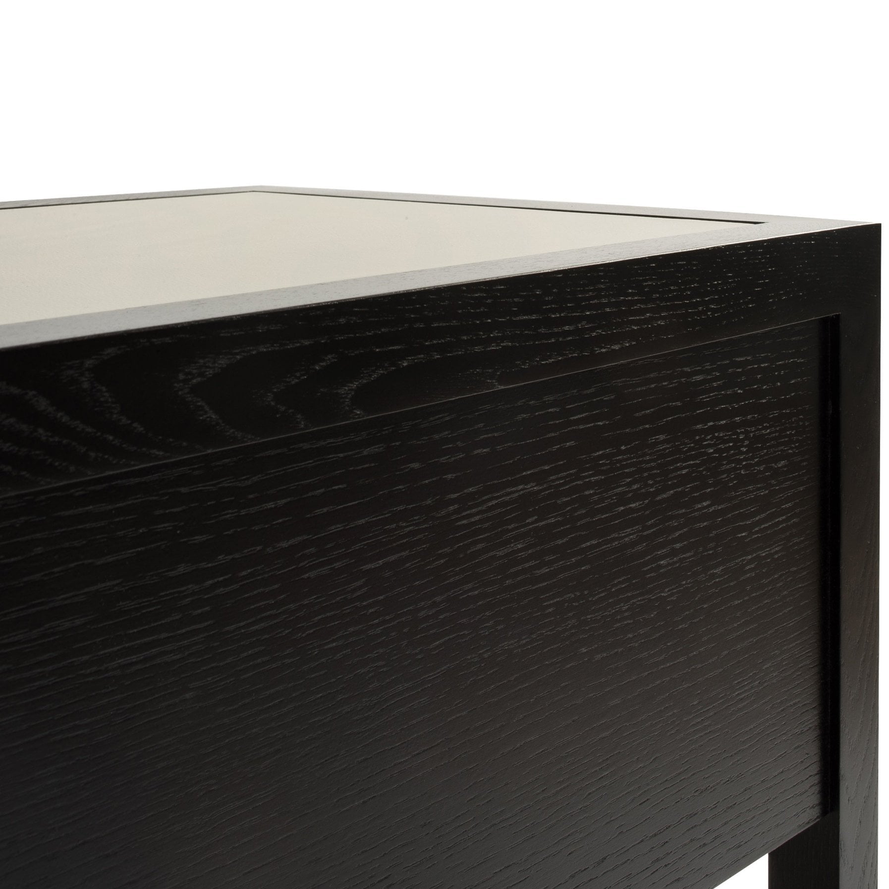Roux Bedside Table Taupe Faux Leather & Ash Wood One Drawer by Liang & Eimil