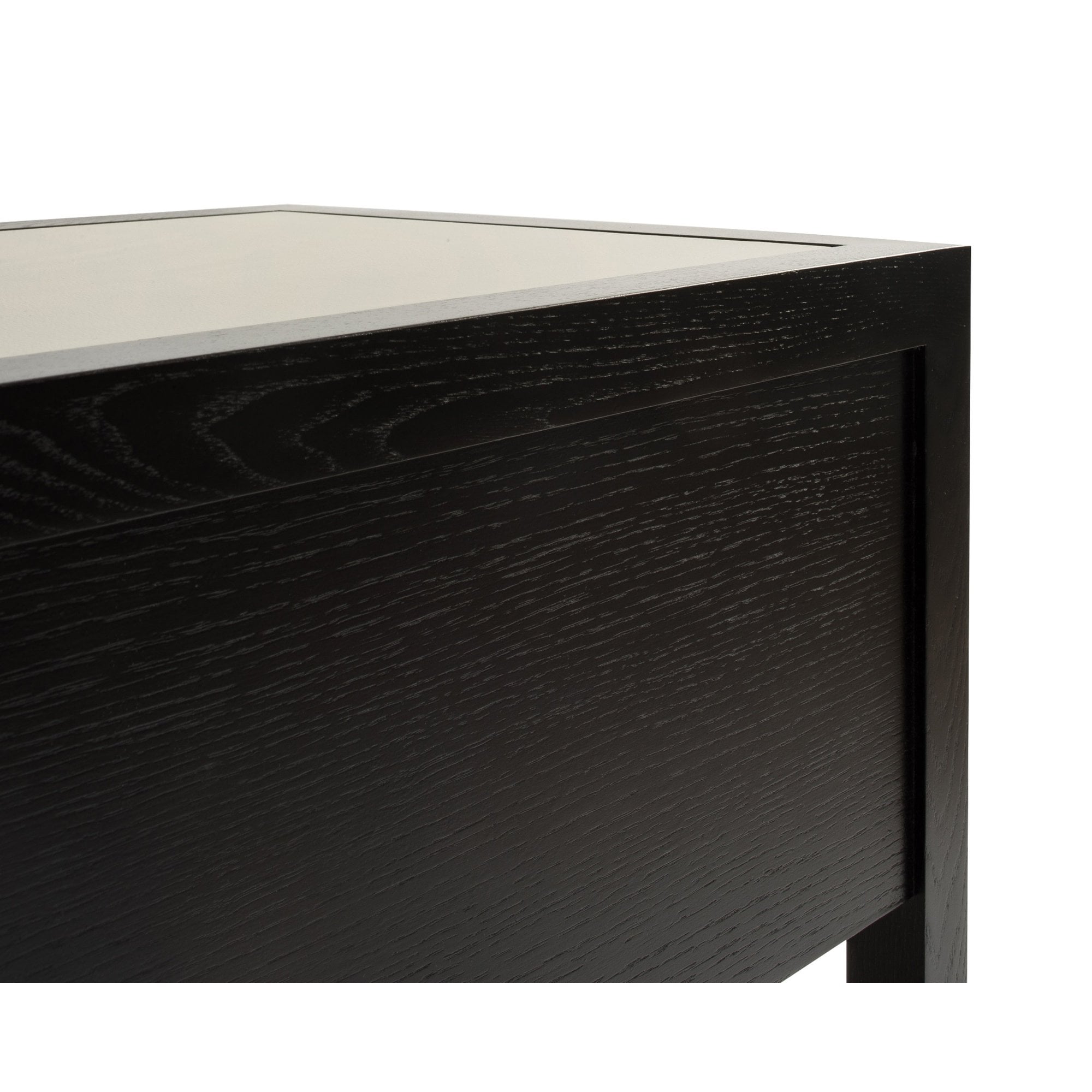 Roux Bedside Table Taupe Faux Leather & Ash Wood One Drawer by Liang & Eimil