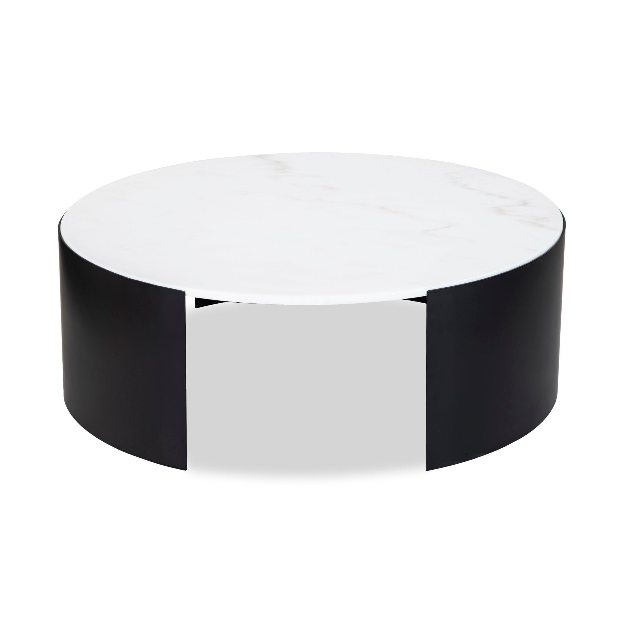 Samba Round Coffee Table Industrial Brown & White Marble Top by Liang & Eimil
