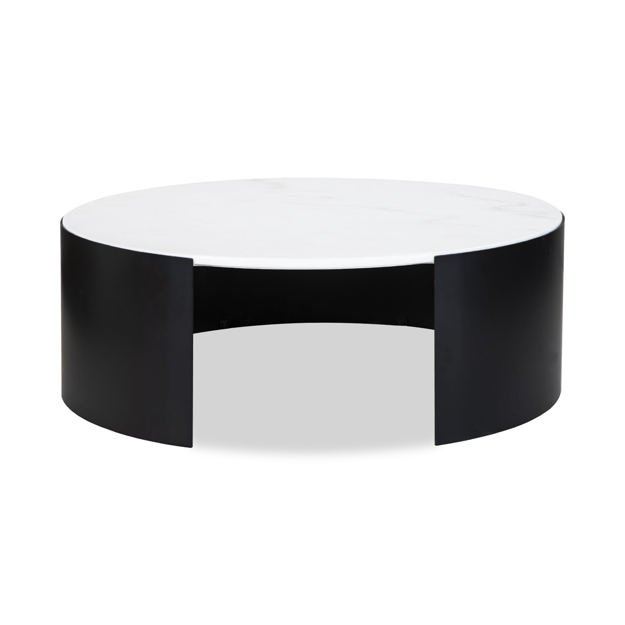 Samba Round Coffee Table Industrial Brown & White Marble Top by Liang & Eimil