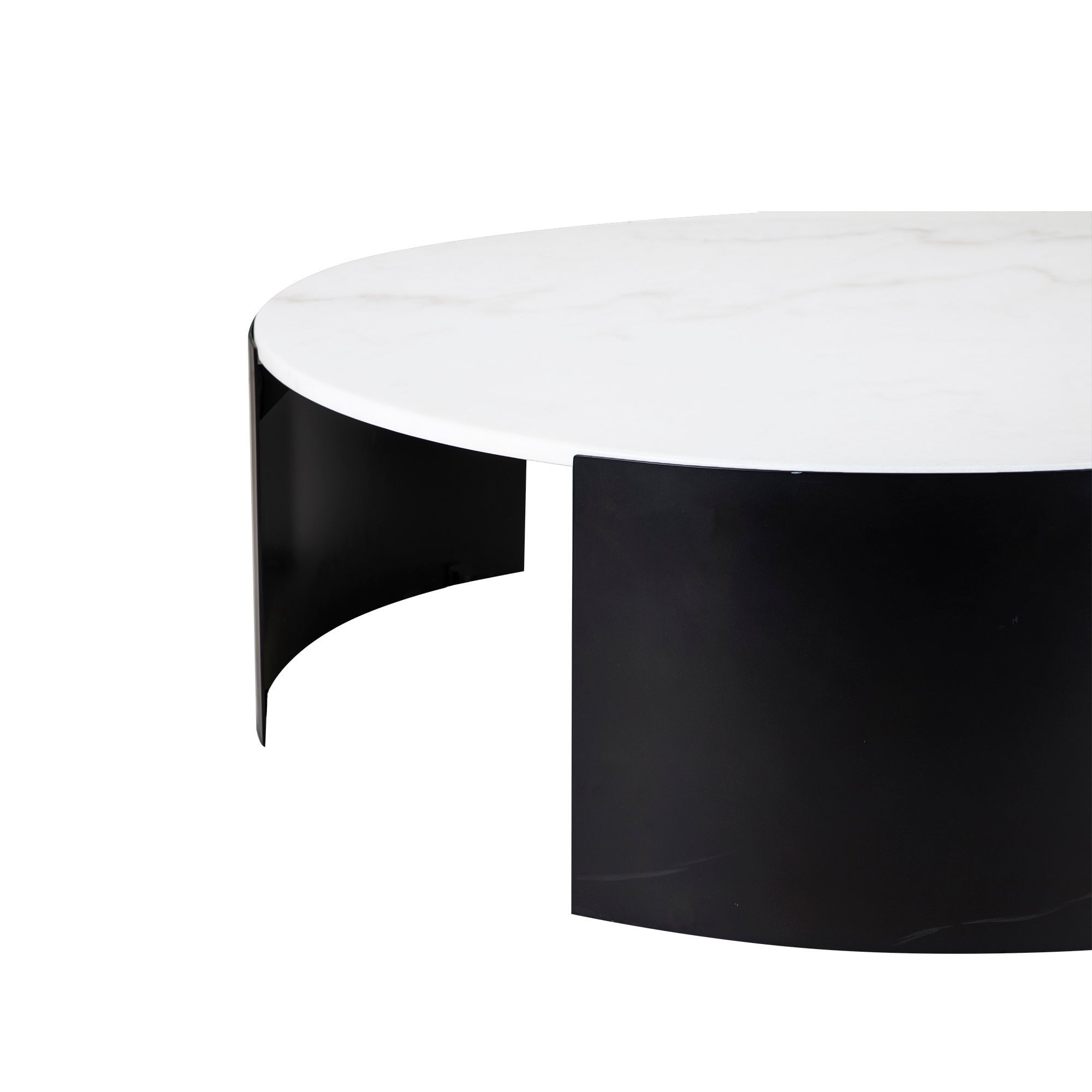 Samba Round Coffee Table Industrial Brown & White Marble Top by Liang & Eimil