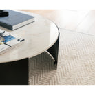 Samba Round Coffee Table Industrial Brown & White Marble Top by Liang & Eimil