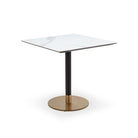 Theodore White Ceramic Top & Brushed Brass Base Dining Table by Liang & Eimil