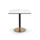 Theodore White Ceramic Top & Brushed Brass Base Dining Table by Liang & Eimil