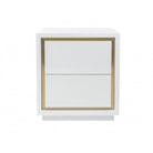 Utopia White High Gloss Bedside Table Brushed Brass by Liang & Eimil
