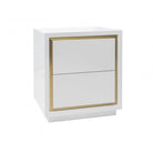 Utopia White High Gloss Bedside Table Brushed Brass by Liang & Eimil