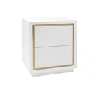 Utopia White High Gloss Bedside Table Brushed Brass by Liang & Eimil