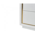 Utopia White High Gloss Bedside Table Brushed Brass by Liang & Eimil