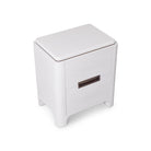 Vitros Bedside Table White Saw Cut Oak Wood Antique Brushed Brass Handles 2 Drawer by Liang & Eimil