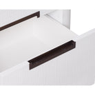 Vitros Bedside Table White Saw Cut Oak Wood Antique Brushed Brass Handles 2 Drawer by Liang & Eimil