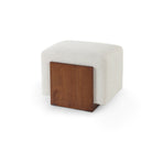 Warwick Classic Brown Wood & Boucle Sand Fabric Stool by Liang & Eimil