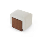 Warwick Classic Brown Wood & Boucle Sand Fabric Stool by Liang & Eimil