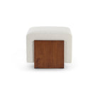 Warwick Classic Brown Wood & Boucle Sand Fabric Stool by Liang & Eimil