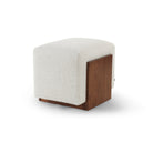 Warwick Classic Brown Wood & Boucle Sand Fabric Stool by Liang & Eimil
