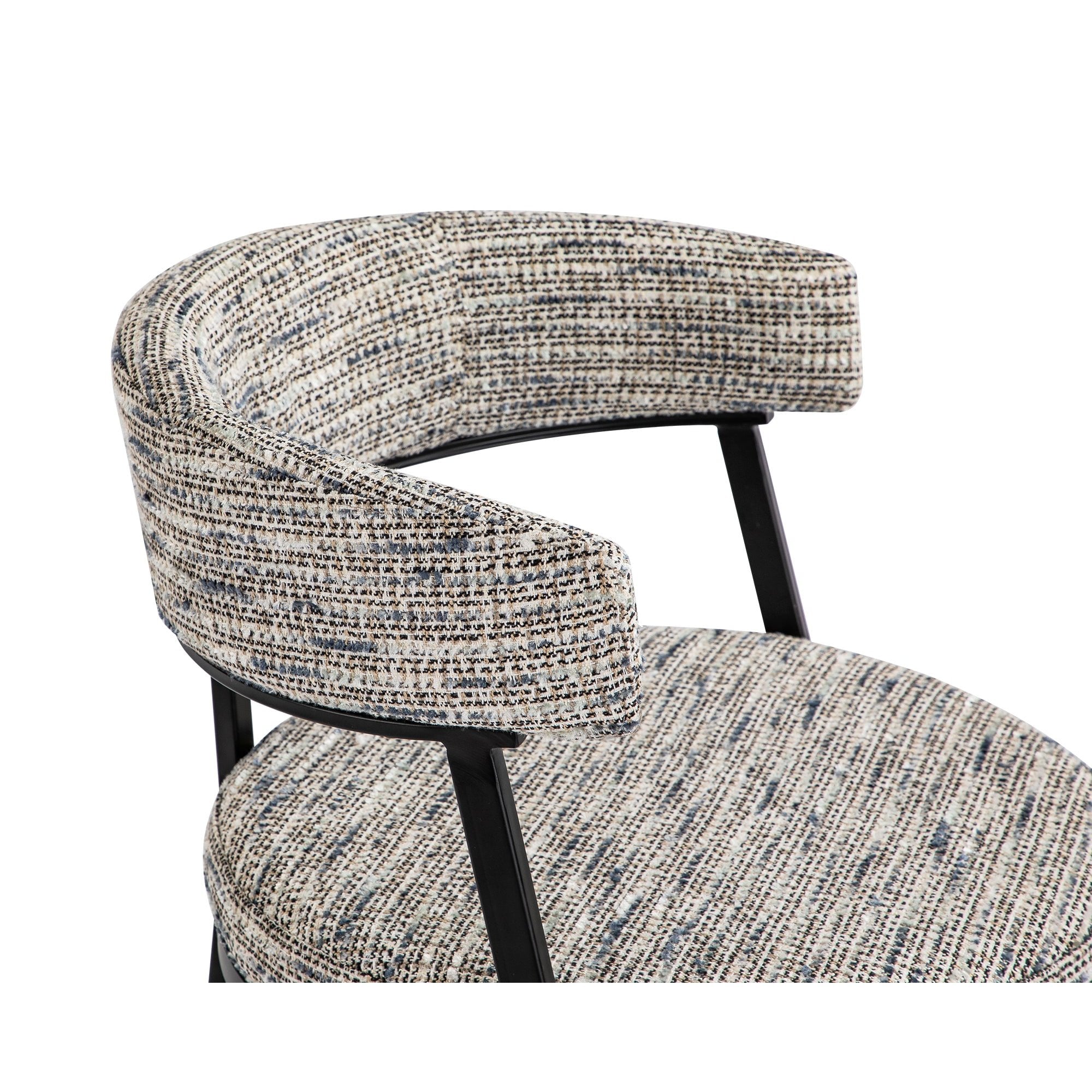 Bonnet Matt Black & Sherpa Grey Fabric Dining Chair by Liang & Eimil