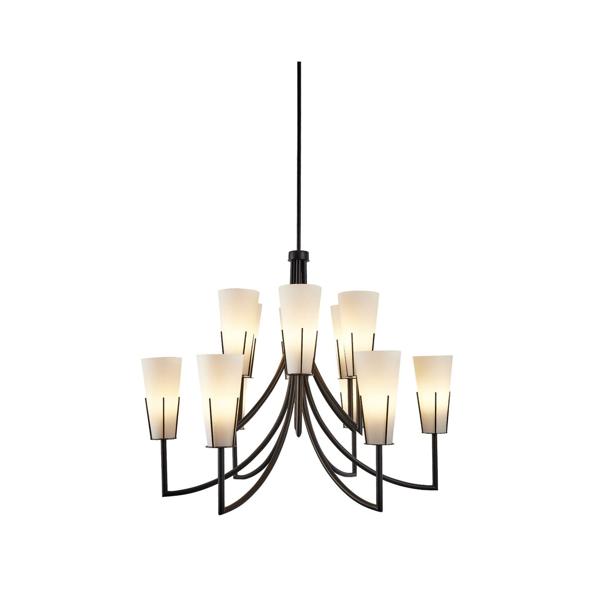 Magestic Black Steel & White Glass 12 Light Pendant Light – Decorum ...
